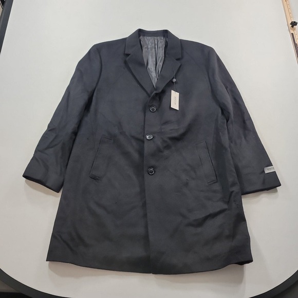 Kenneth Cole Slim-Fit Overcoat Mens 48R 48 Raburn Black Wool-Blend $350 NEW - Picture 2 of 6